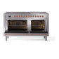 ILVE Nostalgie II 60-Inch Dual Fuel Range with 9 Sealed Burners + Griddle, 5.8 cu. ft. Oven, Stainless Steel with Copper Trim, Natural Gas, Triple Glass Door, UN60FNMPSSP