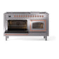 ILVE Nostalgie II 60-Inch Dual Fuel Range with 9 Sealed Burners + Griddle, 5.8 cu. ft. Oven, Stainless Steel with Copper Trim, Natural Gas, Triple Glass Door, UN60FNMPSSP
