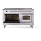 ILVE Nostalgie II 60-Inch Dual Fuel Range with 9 Sealed Burners + Griddle, 5.8 cu. ft. Oven, White with Chrome Trim, Liquid Propane, Triple Glass Door, UN60FNMPWHCLP