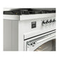 ILVE Nostalgie II 60-Inch Dual Fuel Range with 9 Sealed Burners + Griddle, 5.8 cu. ft. Oven, White with Chrome Trim, Liquid Propane, Triple Glass Door, UN60FNMPWHCLP