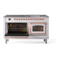 ILVE Nostalgie II 60-Inch Dual Fuel Range with 9 Sealed Burners + Griddle, 5.8 cu. ft. Oven, White with Copper Trim, Liquid Propane, Triple Glass Door, UN60FNMPWHPLP