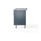ILVE Nostalgie II 60-Inch Dual Fuel Range with 9 Sealed Burners + Griddle, 5.8 cu. ft. Oven, Blue Grey with Chrome Trim, Natural Gas, Solid Door, UN60FQNMPBGC