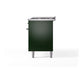 ILVE Nostalgie II 60-Inch Dual Fuel Range with 9 Sealed Burners + Griddle, 5.8 cu. ft. Oven, Emerald Green with Chrome Trim, Natural Gas, Solid Door, UN60FQNMPEGC