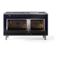 ILVE Nostalgie II 60-Inch Dual Fuel Range with 9 Sealed Burners + Griddle, 5.8 cu. ft. Oven, Midnight Blue with Burnished Trim, Liquid Propane, Solid Door, UN60FQNMPMBBLP