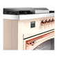 ILVE Nostalgie II 60-Inch Dual Fuel Range with 7 Sealed Burners + Griddle + French Top, 5.8 cu. ft. Oven, Antique White with Copper Trim, Liquid Propane, Triple Glass Door, UN60FSNMPAWPLP