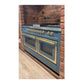 ILVE Nostalgie II 60-Inch Dual Fuel Range with 7 Sealed Burners + Griddle + French Top, 5.8 cu. ft. Oven, Blue Grey with Brass Trim, Liquid Propane, Triple Glass Door, UN60FSNMPBGGLP