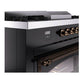 ILVE Nostalgie II 60-Inch Dual Fuel Range with 7 Sealed Burners + Griddle + French Top, 5.8 cu. ft. Oven, Glossy Black with Burnished Trim, Liquid Propane, Triple Glass Door, UN60FSNMPBKBLP