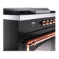 ILVE Nostalgie II 60-Inch Dual Fuel Range with 7 Sealed Burners + Griddle + French Top, 5.8 cu. ft. Oven, Glossy Black with Copper Trim, Natural Gas, Triple Glass Door, UN60FSNMPBKP