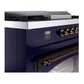 ILVE Nostalgie II 60-Inch Dual Fuel Range with 7 Sealed Burners + Griddle + French Top, 5.8 cu. ft. Oven, Midnight Blue with Burnished Trim, Liquid Propane, Triple Glass Door, UN60FSNMPMBBLP