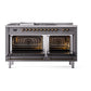 ILVE Nostalgie II 60-Inch Dual Fuel Range with 7 Sealed Burners + Griddle + French Top, 5.8 cu. ft. Oven, Graphite Matte with Burnished Trim, Liquid Propane, Triple Glass Door, UN60FSNMPMGBLP