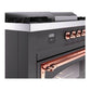 ILVE Nostalgie II 60-Inch Dual Fuel Range with 7 Sealed Burners + Griddle + French Top, 5.8 cu. ft. Oven, Graphite Matte with Copper Trim, Liquid Propane, Triple Glass Door, UN60FSNMPMGPLP