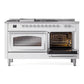 ILVE Nostalgie II 60-Inch Dual Fuel Range with 7 Sealed Burners + Griddle + French Top, 5.8 cu. ft. Oven, RAL with Chrome Trim, Natural Gas, Triple Glass Door, UN60FSNMPRAC