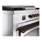 ILVE Nostalgie II 60-Inch Dual Fuel Range with 7 Sealed Burners + Griddle + French Top, 5.8 cu. ft. Oven, Stainless Steel with Burnished Trim, Liquid Propane, Triple Glass Door, UN60FSNMPSSBLP
