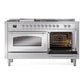 ILVE Nostalgie II 60-Inch Dual Fuel Range with 7 Sealed Burners + Griddle + French Top, 5.8 cu. ft. Oven, Stainless Steel with Chrome Trim, Natural Gas, Triple Glass Door, UN60FSNMPSSC