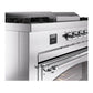 ILVE Nostalgie II 60-Inch Dual Fuel Range with 7 Sealed Burners + Griddle + French Top, 5.8 cu. ft. Oven, Stainless Steel with Chrome Trim, Natural Gas, Triple Glass Door, UN60FSNMPSSC