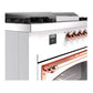 ILVE Nostalgie II 60-Inch Dual Fuel Range with 7 Sealed Burners + Griddle + French Top, 5.8 cu. ft. Oven, White with Copper Trim, Liquid Propane, Triple Glass Door, UN60FSNMPWHPLP