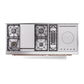 ILVE Nostalgie II 60-Inch Dual Fuel Range with 7 Sealed Burners + Griddle + French Top, 5.8 cu. ft. Oven, White with Copper Trim, Liquid Propane, Triple Glass Door, UN60FSNMPWHPLP