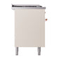ILVE Nostalgie II 60-Inch Dual Fuel Range with 7 Sealed Burners + Griddle + French Top, 5.8 cu. ft. Oven, Antique White with Copper Trim, Natural Gas, Solid Door, UN60FSQNMPAWP
