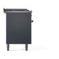 ILVE Nostalgie II 60-Inch Dual Fuel Range with 7 Sealed Burners + Griddle + French Top, 5.8 cu. ft. Oven, Blue Grey with Burnished Trim, Natural Gas, Solid Door, UN60FSQNMPBGB
