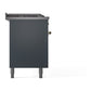 ILVE Nostalgie II 60-Inch Dual Fuel Range with 7 Sealed Burners + Griddle + French Top, 5.8 cu. ft. Oven, Blue Grey with Brass Trim, Natural Gas, Solid Door, UN60FSQNMPBGG