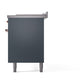 ILVE Nostalgie II 60-Inch Dual Fuel Range with 7 Sealed Burners + Griddle + French Top, 5.8 cu. ft. Oven, Blue Grey with Copper Trim, Liquid Propane, Solid Door, UN60FSQNMPBGPLP
