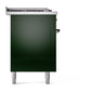 ILVE Nostalgie II 60-Inch Dual Fuel Range with 7 Sealed Burners + Griddle + French Top, 5.8 cu. ft. Oven, Emerald Green with Burnished Trim, Natural Gas, Solid Door, UN60FSQNMPEGB
