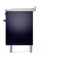 ILVE Nostalgie II 60-Inch Dual Fuel Range with 7 Sealed Burners + Griddle + French Top, 5.8 cu. ft. Oven, Midnight Blue with Burnished Trim, Natural Gas, Solid Door, UN60FSQNMPMBB