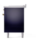 ILVE Nostalgie II 60-Inch Dual Fuel Range with 7 Sealed Burners + Griddle + French Top, 5.8 cu. ft. Oven, Midnight Blue with Brass Trim, Liquid Propane, Solid Door, UN60FSQNMPMBGLP