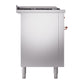 ILVE Nostalgie II 60-Inch Dual Fuel Range with 7 Sealed Burners + Griddle + French Top, 5.8 cu. ft. Oven, Stainless Steel with Copper Trim, Natural Gas, Solid Door, UN60FSQNMPSSP