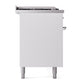 ILVE Nostalgie II 60-Inch Dual Fuel Range with 7 Sealed Burners + Griddle + French Top, 5.8 cu. ft. Oven, White with Chrome Trim, Liquid Propane, Solid Door, UN60FSQNMPWHCLP