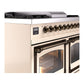 ILVE Nostalgie II 40-Inch Dual Fuel Range with 6 Sealed Burners + Griddle, 4.3 cu. ft. Oven, Antique White with Burnished Trim, Natural Gas, Triple Glass Door, UND40FNMPAWB