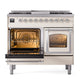 ILVE Nostalgie II 40-Inch Dual Fuel Range with 6 Sealed Burners + Griddle, 4.3 cu. ft. Oven, Antique White with Chrome Trim, Liquid Propane, Triple Glass Door, UND40FNMPAWCLP