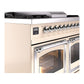 ILVE Nostalgie II 40-Inch Dual Fuel Range with 6 Sealed Burners + Griddle, 4.3 cu. ft. Oven, Antique White with Chrome Trim, Natural Gas, Triple Glass Door, UND40FNMPAWC