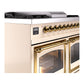 ILVE Nostalgie II 40-Inch Dual Fuel Range with 6 Sealed Burners + Griddle, 4.3 cu. ft. Oven, Antique White with Brass Trim, Natural Gas, Triple Glass Door, UND40FNMPAWG