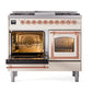 ILVE Nostalgie II 40-Inch Dual Fuel Range with 6 Sealed Burners + Griddle, 4.3 cu. ft. Oven, Antique White with Copper Trim, Natural Gas, Triple Glass Door, UND40FNMPAWP
