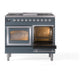 ILVE Nostalgie II 40-Inch Dual Fuel Range with 6 Sealed Burners + Griddle, 4.3 cu. ft. Oven, Blue Grey with Chrome Trim, Liquid Propane, Triple Glass Door, UND40FNMPBGCLP