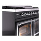 ILVE Nostalgie II 40-Inch Dual Fuel Range with 6 Sealed Burners + Griddle, 4.3 cu. ft. Oven, Glossy Black with Chrome Trim, Natural Gas, Triple Glass Door, UND40FNMPBKC