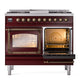 ILVE Nostalgie II 40-Inch Dual Fuel Range with 6 Sealed Burners + Griddle, 4.3 cu. ft. Oven, Burgundy with Burnished Trim, Liquid Propane, Triple Glass Door, UND40FNMPBUBLP