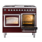 ILVE Nostalgie II 40-Inch Dual Fuel Range with 6 Sealed Burners + Griddle, 4.3 cu. ft. Oven, Burgundy with Chrome Trim, Natural Gas, Triple Glass Door, UND40FNMPBUC