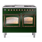 ILVE Nostalgie II 40-Inch Dual Fuel Range with 6 Sealed Burners + Griddle, 4.3 cu. ft. Oven, Emerald Green with Burnished Trim, Natural Gas, Triple Glass Door, UND40FNMPEGB