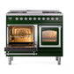 ILVE Nostalgie II 40-Inch Dual Fuel Range with 6 Sealed Burners + Griddle, 4.3 cu. ft. Oven, Emerald Green with Chrome Trim, Liquid Propane, Triple Glass Door, UND40FNMPEGCLP