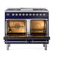 ILVE Nostalgie II 40-Inch Dual Fuel Range with 6 Sealed Burners + Griddle, 4.3 cu. ft. Oven, Midnight Blue with Chrome Trim, Liquid Propane, Triple Glass Door, UND40FNMPMBCLP