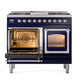 ILVE Nostalgie II 40-Inch Dual Fuel Range with 6 Sealed Burners + Griddle, 4.3 cu. ft. Oven, Midnight Blue with Chrome Trim, Liquid Propane, Triple Glass Door, UND40FNMPMBCLP