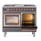 ILVE Nostalgie II 40-Inch Dual Fuel Range with 6 Sealed Burners + Griddle, 4.3 cu. ft. Oven, Graphite Matte with Copper Trim, Liquid Propane, Triple Glass Door, UND40FNMPMGPLP