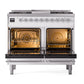 ILVE Nostalgie II 40-Inch Dual Fuel Range with 6 Sealed Burners + Griddle, 4.3 cu. ft. Oven, RAL with Chrome Trim, Natural Gas, Triple Glass Door, UND40FNMPRAC