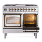 ILVE Nostalgie II 40-Inch Dual Fuel Range with 6 Sealed Burners + Griddle, 4.3 cu. ft. Oven, Stainless Steel with Burnished Trim, Natural Gas, Triple Glass Door, UND40FNMPSSB