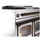 ILVE Nostalgie II 40-Inch Dual Fuel Range with 6 Sealed Burners + Griddle, 4.3 cu. ft. Oven, Stainless Steel with Burnished Trim, Natural Gas, Triple Glass Door, UND40FNMPSSB