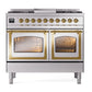 ILVE Nostalgie II 40-Inch Dual Fuel Range with 6 Sealed Burners + Griddle, 4.3 cu. ft. Oven, Stainless Steel with Brass Trim, Natural Gas, Triple Glass Door, UND40FNMPSSG