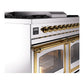 ILVE Nostalgie II 40-Inch Dual Fuel Range with 6 Sealed Burners + Griddle, 4.3 cu. ft. Oven, Stainless Steel with Brass Trim, Natural Gas, Triple Glass Door, UND40FNMPSSG