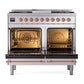 ILVE Nostalgie II 40-Inch Dual Fuel Range with 6 Sealed Burners + Griddle, 4.3 cu. ft. Oven, Stainless Steel with Copper Trim, Natural Gas, Triple Glass Door, UND40FNMPSSP